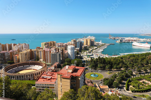 Amazing panoramic view of Malaga City, Andalusia, Spain