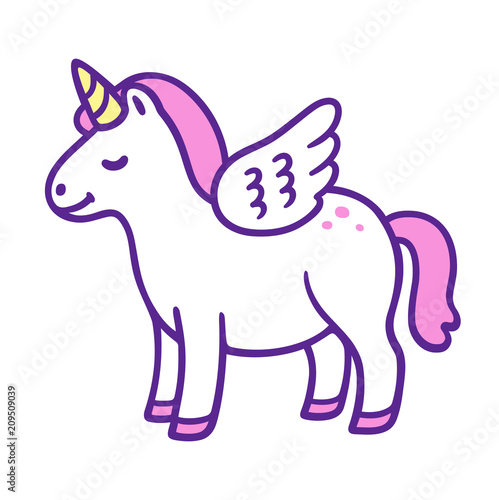 Cute cartoon unicorn pony