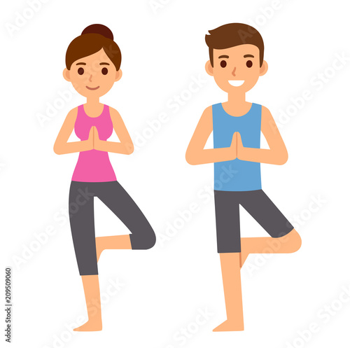 Cartoon yoga couple