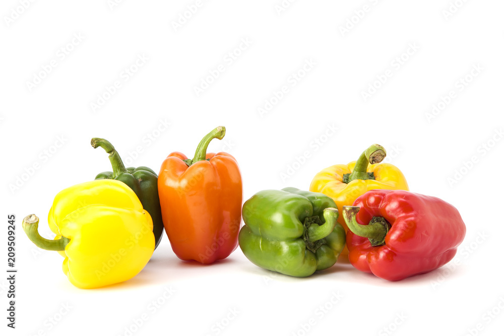 Colorful bell pepper vegetable on white background Colorful bell pepper vegetable on white background