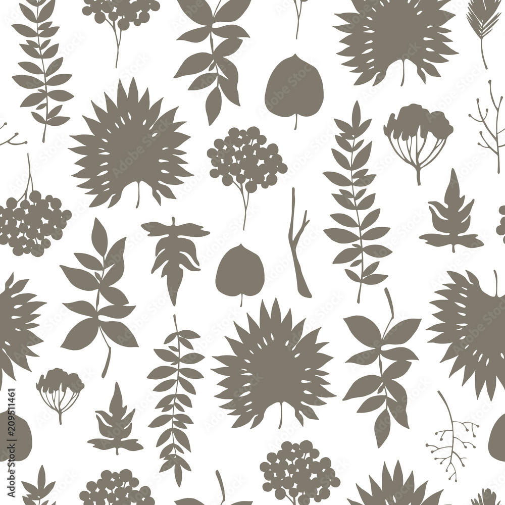 Naklejka premium Seamless pattern with hand drawn branches.