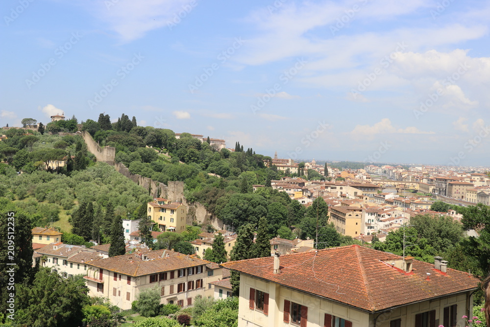 panoramic Hillside in Florence Italy featuring old buildings and houses