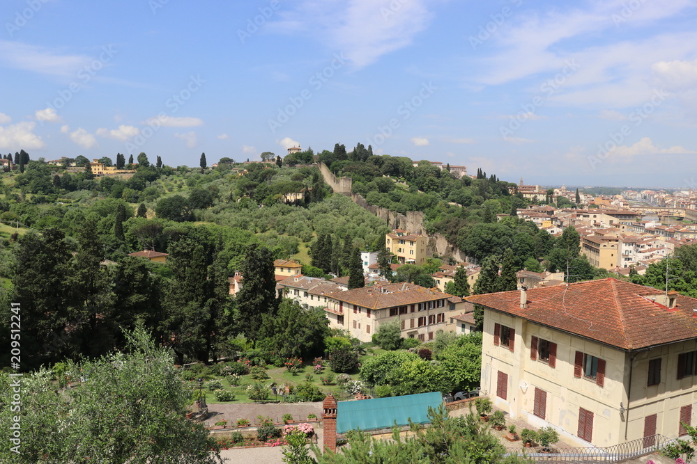 panoramic Hillside in Florence Italy featuring old buildings and houses