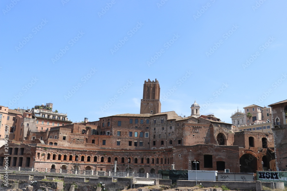 panoramic ancient roman city ruins in historic Rome Italy