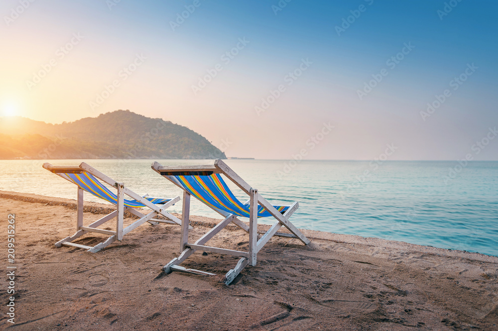 Colorful beach chairs on the beach. Colorful beach chairs on the beach.