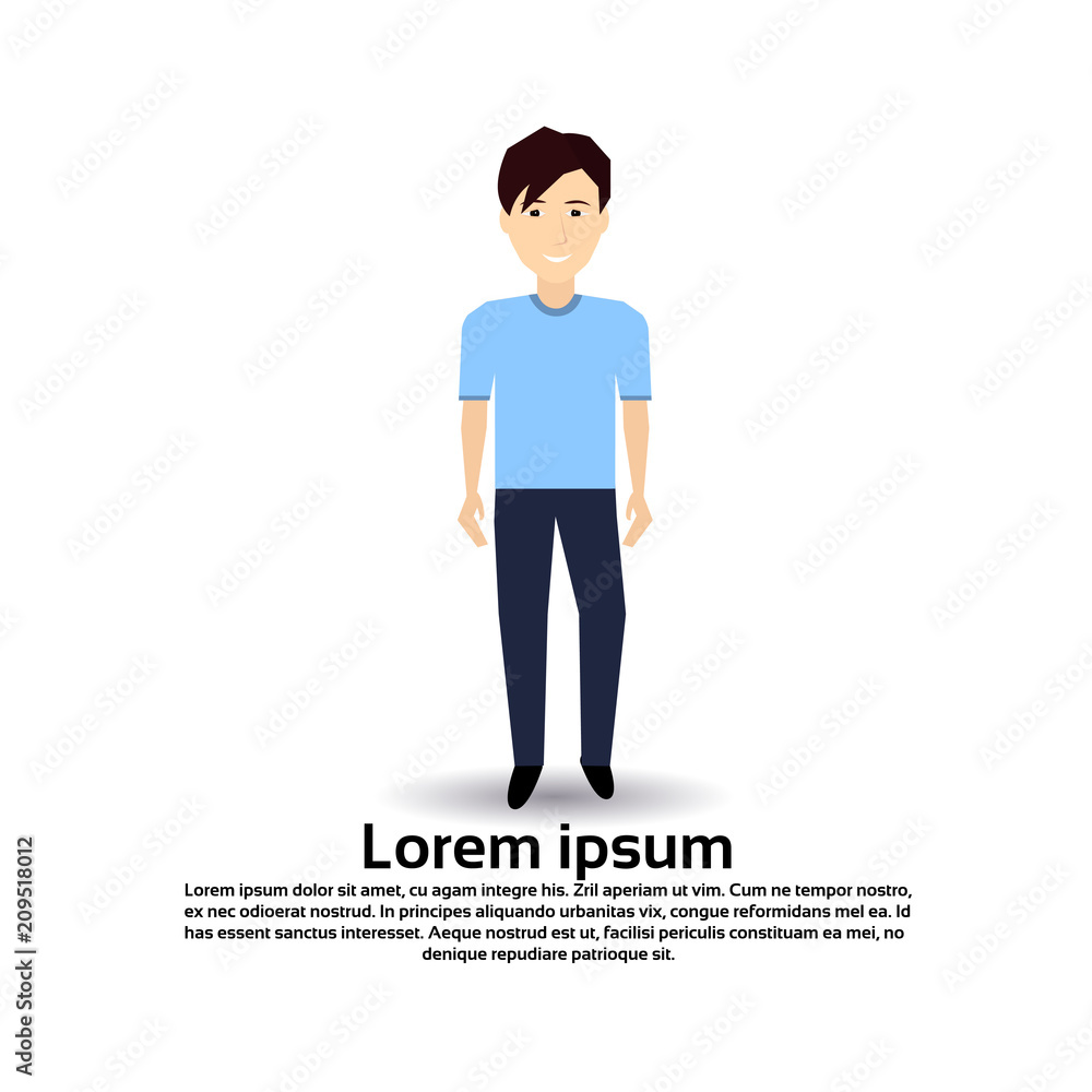 man personage male template for design work and animation on white background full length copy space flat person vector illustration