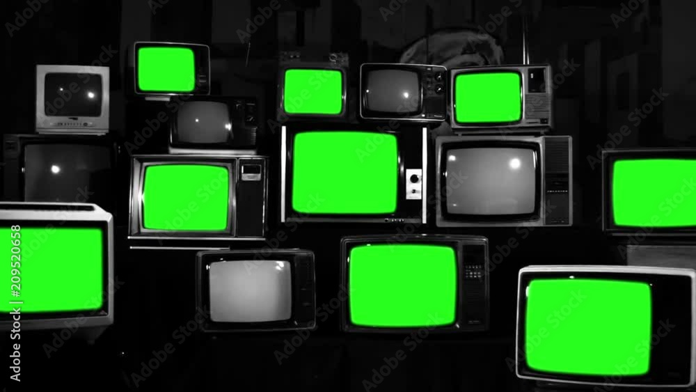 Many Tvs Green Screens. Black and White Tone. . Zoom Out. You can