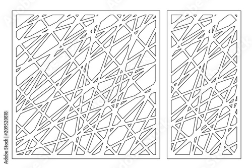 Set decorative panel laser cutting. wooden panel. Elegant modern geometric abstract pattern. Ratio 1:2, 1:1. Vector illustration.