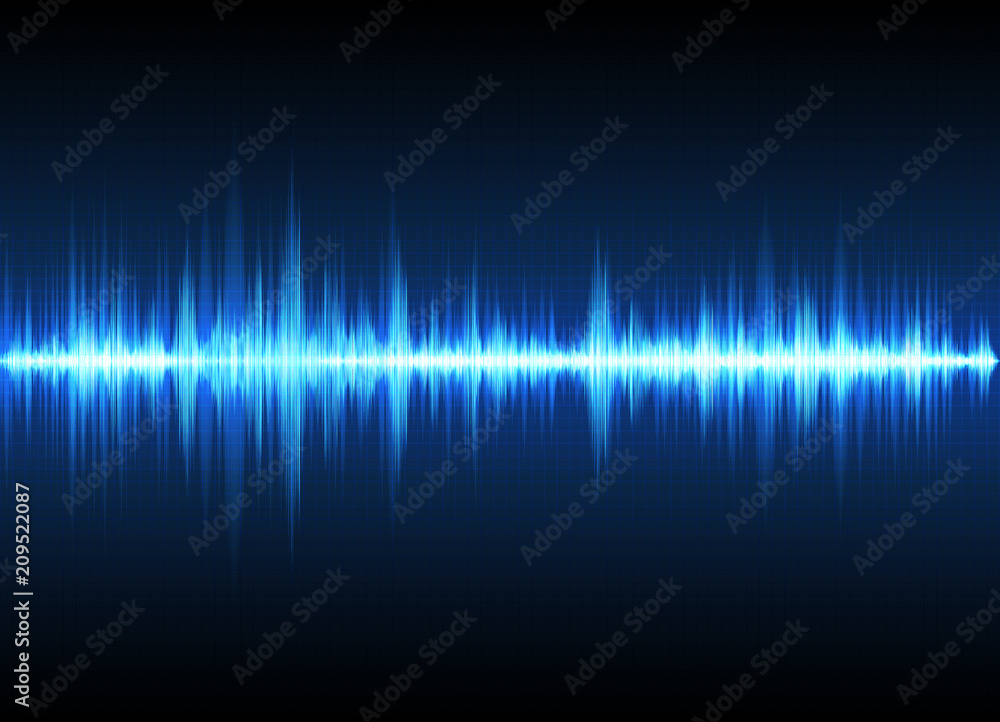 Sound waves oscillating glow light, Abstract technology background Sound waves oscillating glow light, Abstract technology background