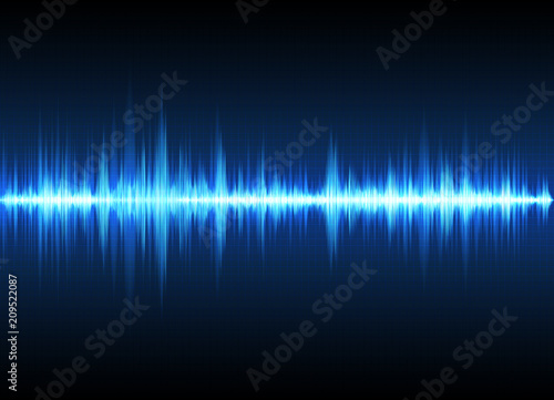 Sound waves oscillating glow light, Abstract technology background