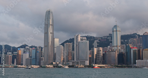 Hong Kong urban city skyline in sunny day