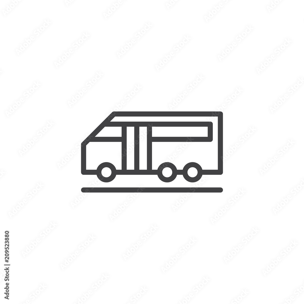Airport bus outline icon. linear style sign for mobile concept and web design. simple line vector icon. Symbol, logo illustration. Pixel perfect vector graphics Airport bus outline icon. linear style sign for mobile concept and web design. simple line vector icon. Symbol, logo illustration. Pixel perfect vector graphics