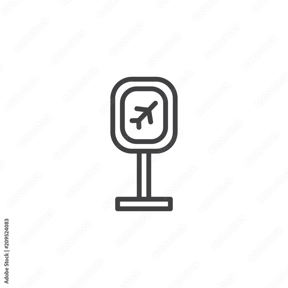 Airport departure zone sign outline icon. linear style sign for mobile concept and web design. simple line vector icon. Symbol, logo illustration. Pixel perfect vector graphics Airport departure zone sign outline icon. linear style sign for mobile concept and web design. simple line vector icon. Symbol, logo illustration. Pixel perfect vector graphics