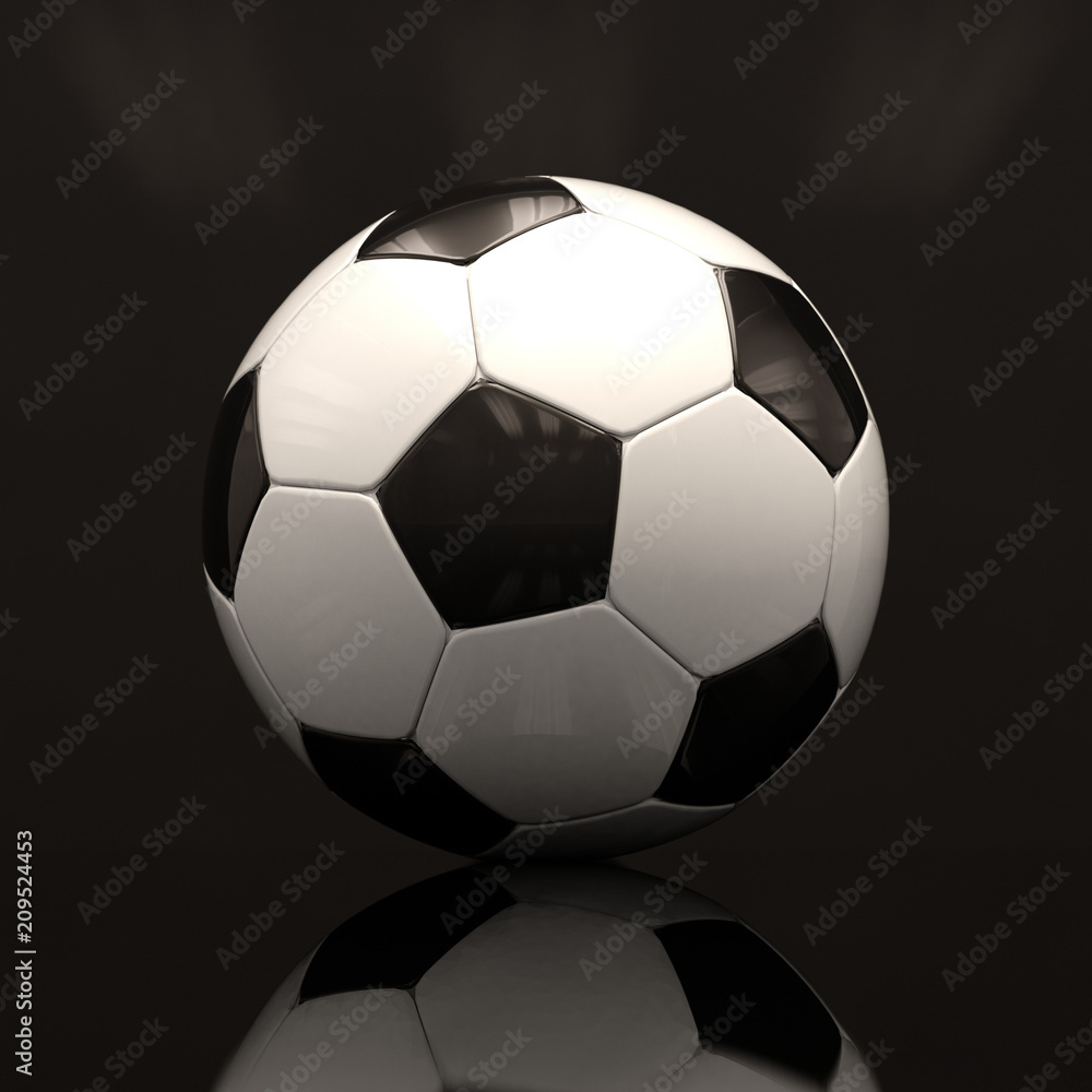 Fototapeta premium Realistic Soccer Ball On Dark Background