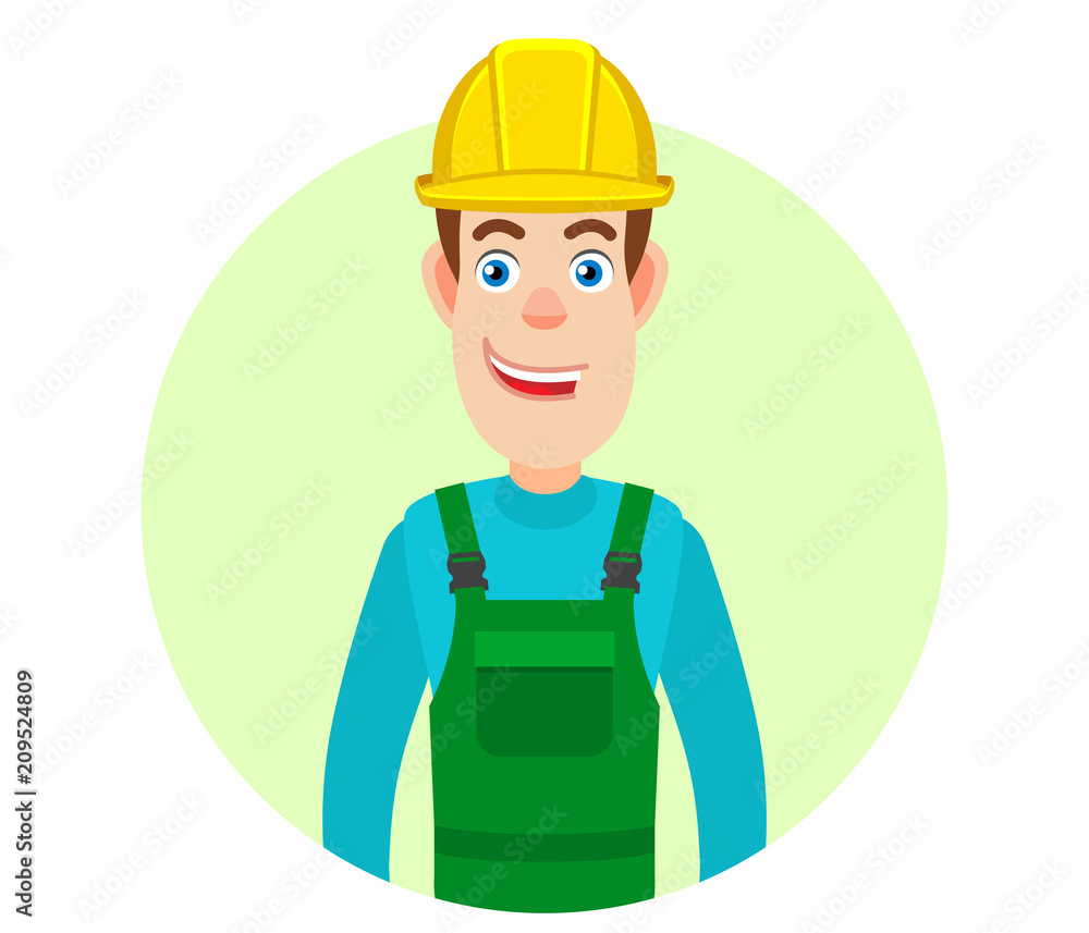 Portrait of Cartoon Builder Character Portrait of Cartoon Builder Character
