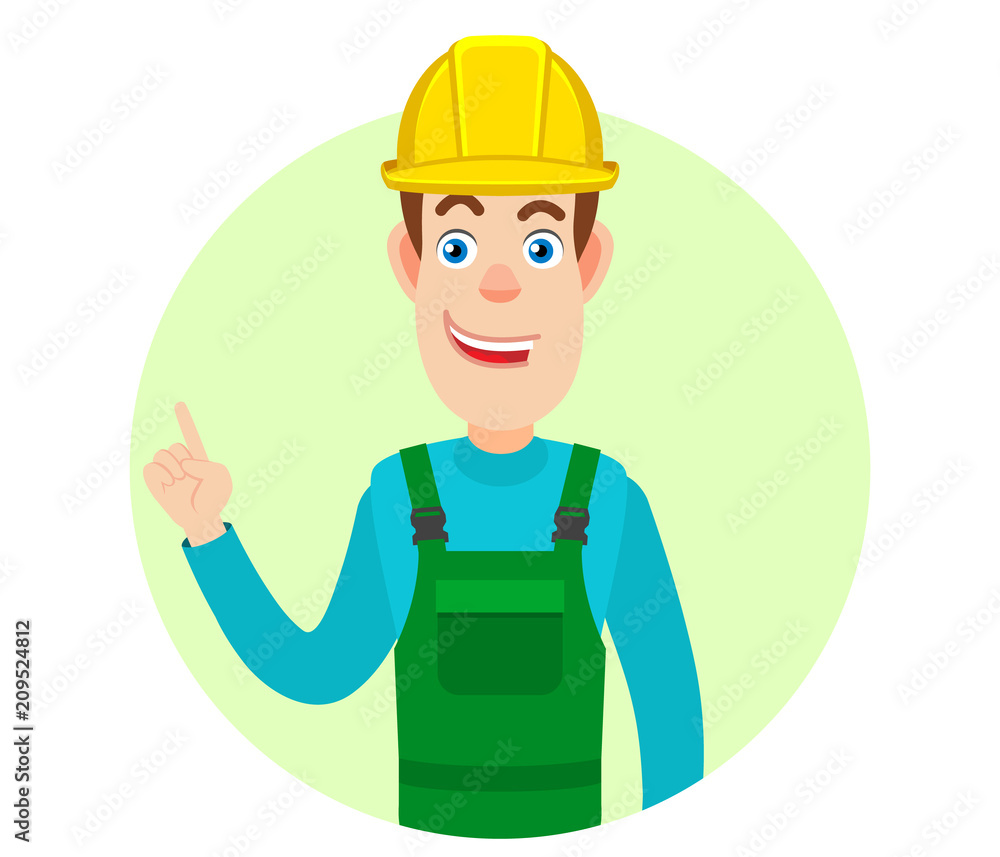 Builder pointing up Builder pointing up
