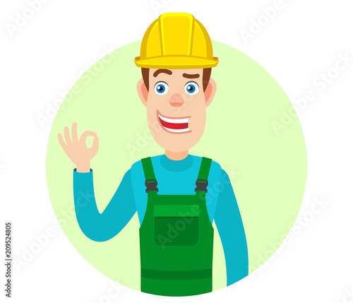 Builder showing a okay hand sign
