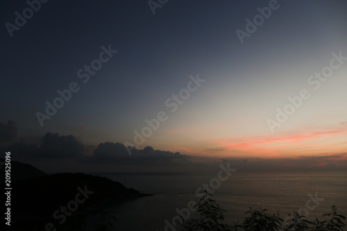 Evening sea lnice andscape and sunrise sky. Concept of calm background photo. photo