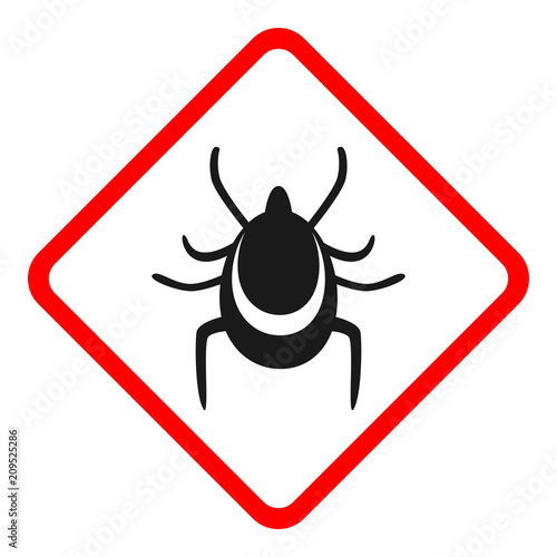 BEWARE OF TICKS sign. Rhombus. Vector. photo