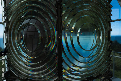 Konstfotografi Close up view of the Fresnel lens inside the Cape Blanco Lighthouse on the Orego