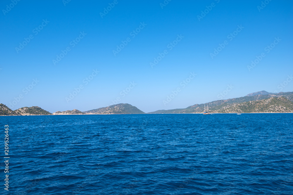 Sea, near ruins of the ancient city on the Kekova island, Turkey