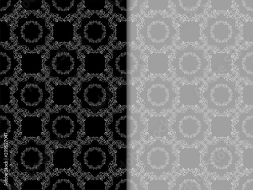 seamless geometric abstract pattern with floral motive