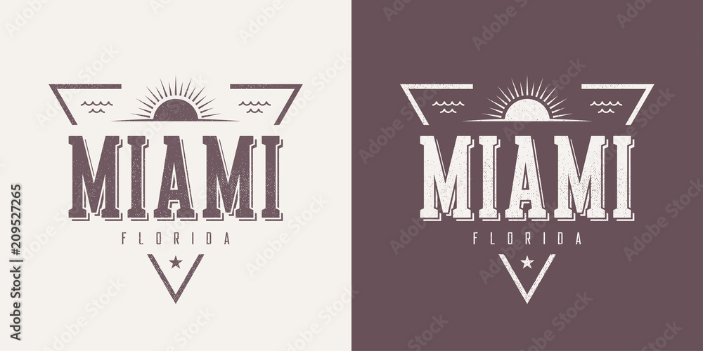 Fototapeta premium Miami Florida teksturowanej vintage wektor t-shirt i projekt odzieży