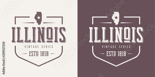 Illinois state textured vintage vector t-shirt and apparel desig
