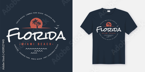 Florida Miami beach t-shirt and apparel design, typography, prin