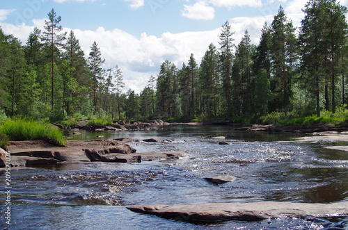 Beautiful river scene on a sunny day in Dalarna