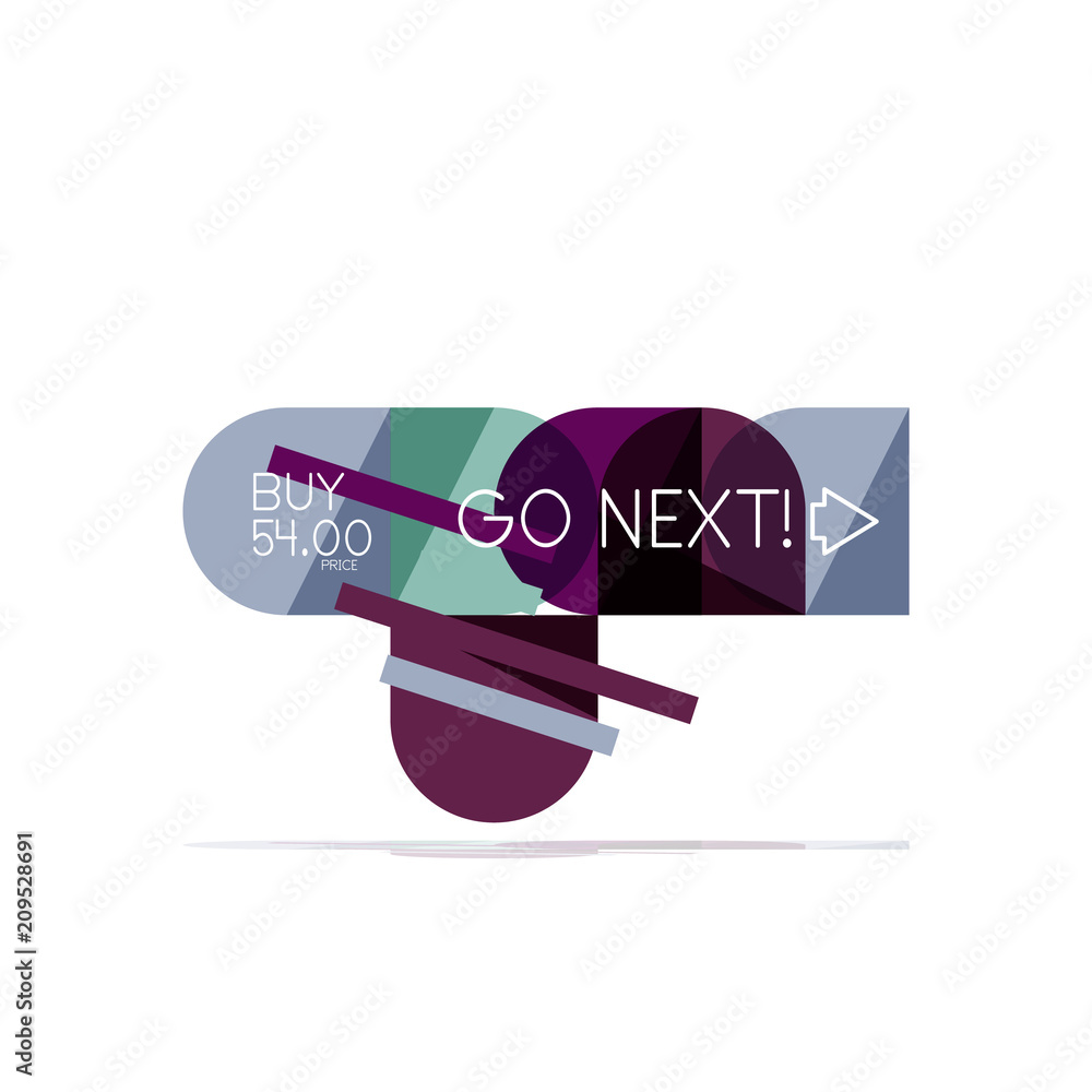 Minimal flat clean abstract option step infographic design element, geometric shapes - round squares, circles and lines layout with sample text