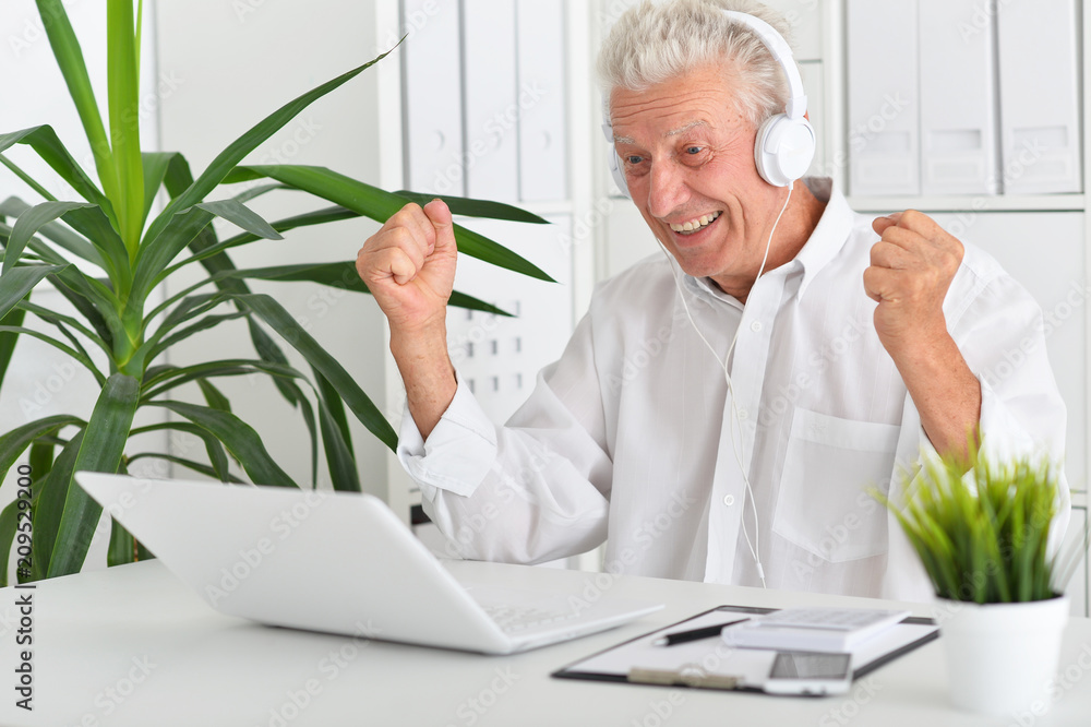 Portrait of senior businessman working Portrait of senior businessman working