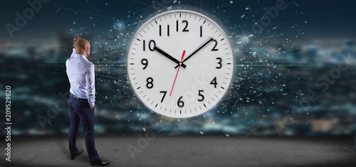 Man holding a clock timer 3d rendering