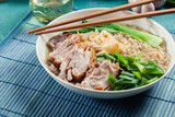 Ramen. Japanese noodle soup with pork