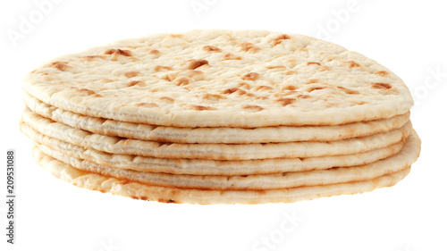 White tortillas isolated on white background.