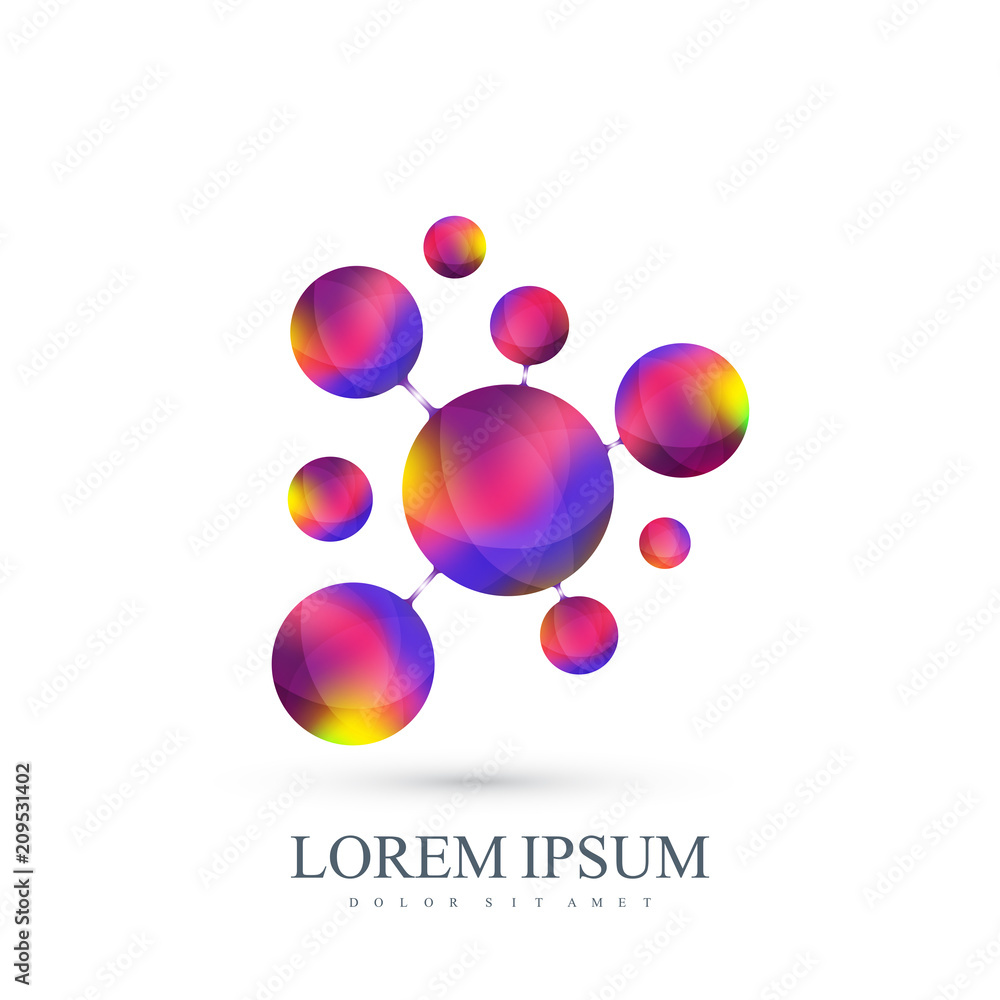 3D Logotype icon dna, molecule, atom, neuron. Vector template Logo for medicine, science, technology, chemistry, biotechnology.