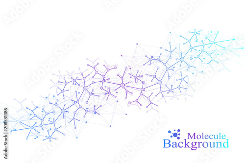 Scientific chemistry pattern. Structure molecule DNA research as concept. Science and technology background communication. Medical scientific backdrop for your design. Vector Illustration.