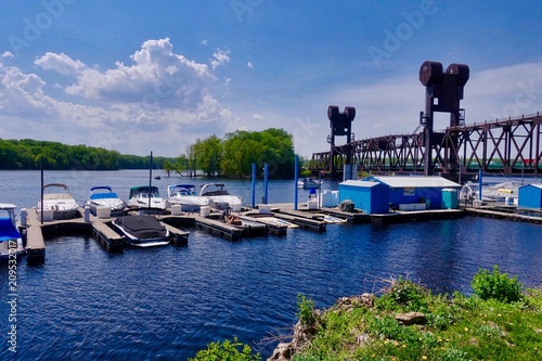 The confluence of the St. Croix River and the Mississippi River. at Prescott WI.