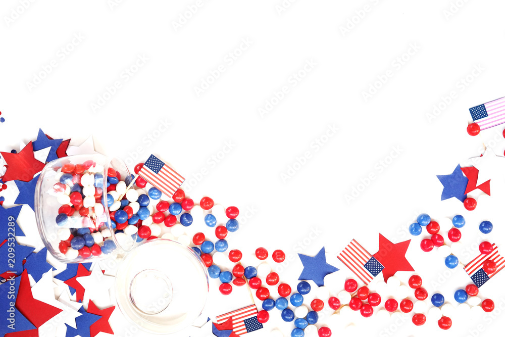 Obraz premium the us independence day, July 4, memorial day, patriotism and veterans, the holiday of the country , flags and swezy paper white-blue-red color , isolate
