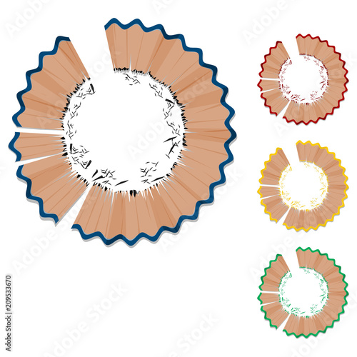 Set of pencil shaving on transparent background