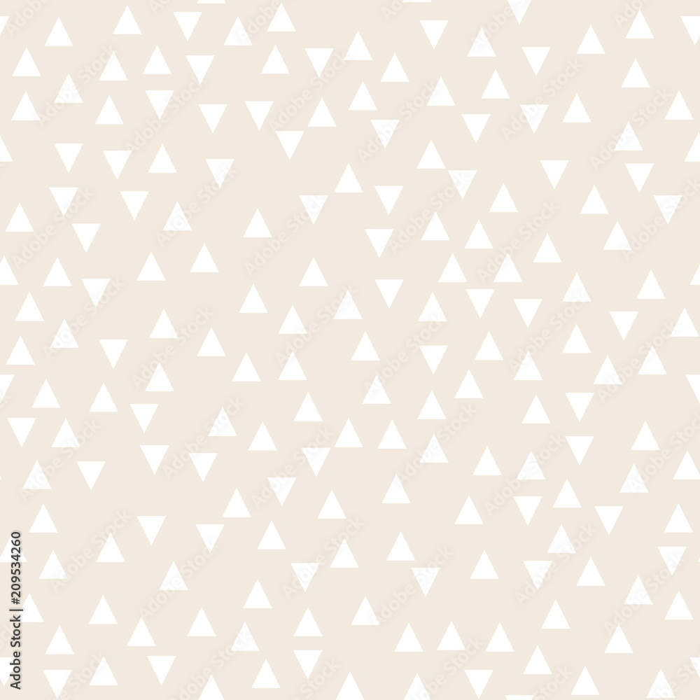 Light geometric background with triangles. Seamless pattern Two colors beige and white. Vector illustration