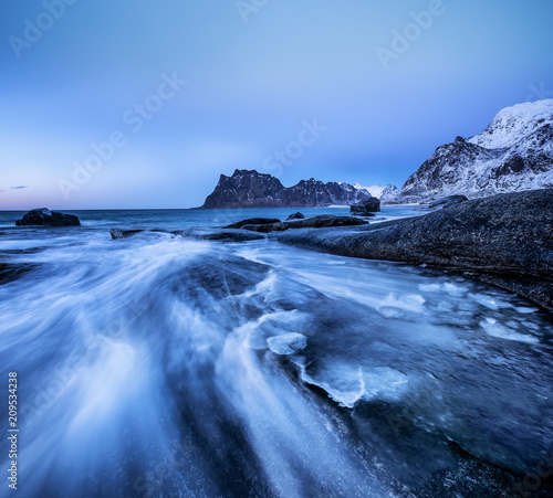 Seascape on the Norway sea shore. Beautiful natural seascape as a background