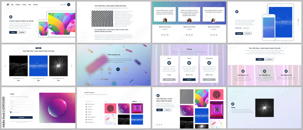 Vector templates for website design, minimal presentations, portfolio with vibrant colorful abstract gradient backgrounds. UI, UX, GUI. Design of headers, dashboard, contact forms, features page etc Vector templates for website design, minimal presentations, portfolio with vibrant colorful abstract gradient backgrounds. UI, UX, GUI. Design of headers, dashboard, contact forms, features page etc