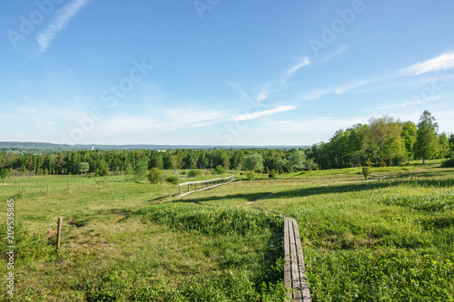 Meadow landscape with a wooden footbridge © Lars Johansson