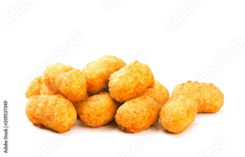 Fried crispy round chicken nuggets