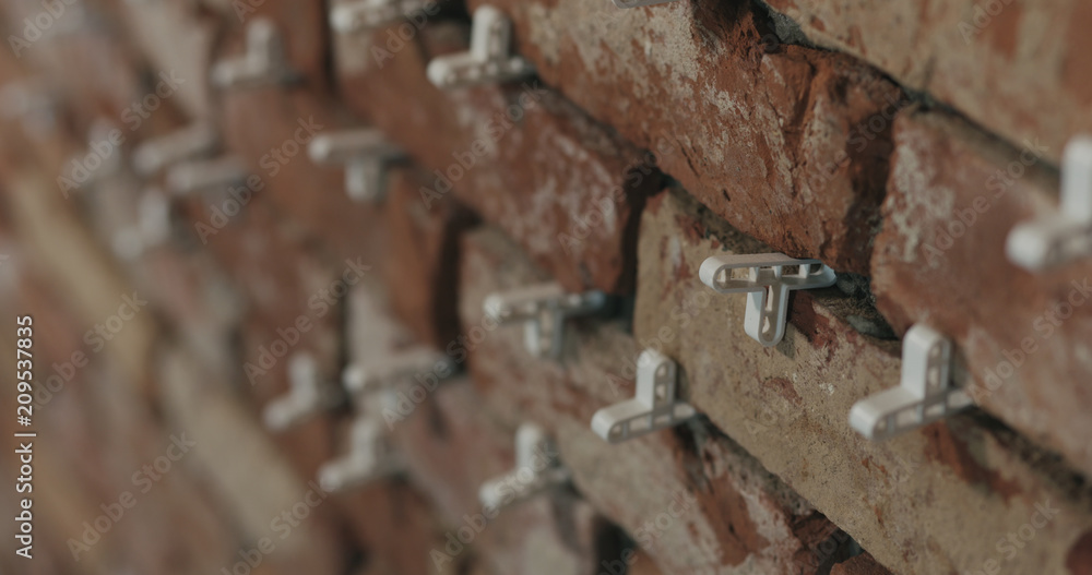 brick cuts tile on the wall closeup brick cuts tile on the wall closeup
