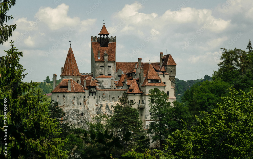 Ancient spooky castle Bran. Abode of Dracula in Transylvania, Romania, Eastern Europe