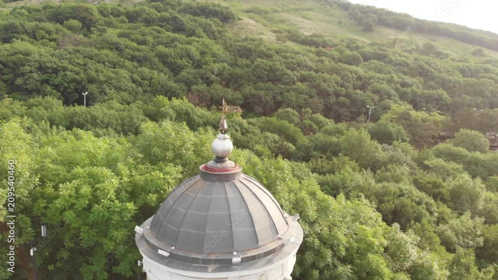 Aerial view on Arbor - Aeolian Harp. White Rotunda in Pyatigorsk, Russia Aerial view on Arbor - Aeolian Harp. White Rotunda in Pyatigorsk, Russia