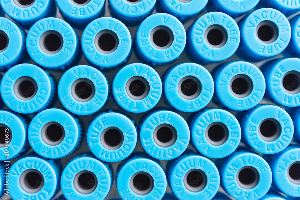 Fototapeta premium blue vacuum blood collection tubes