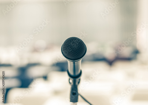 Microphone speaker for seminar or conference meeting in educational business event
